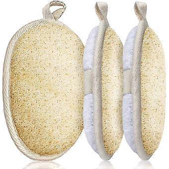 Natural Exfoliating Loofah Sponge Pads - Premium Bath Scrubber for Spa, Shower & Skin Care - 3 Pack