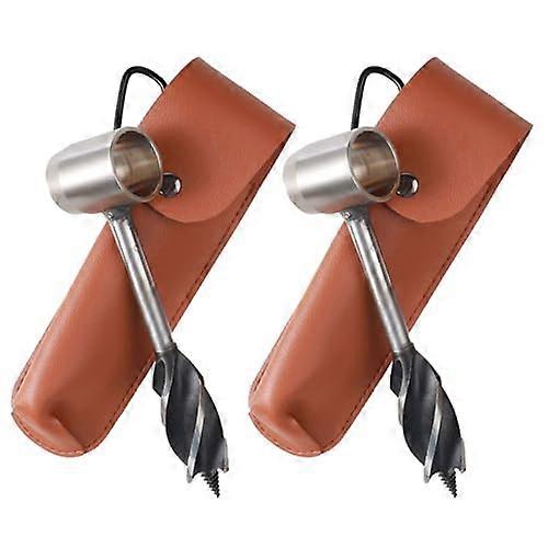 2pcs Scotch Eye Bushcraft Hand Auger Wrench,Wood Manual Drill Auger Bit for Wood Peg and Hole Maker