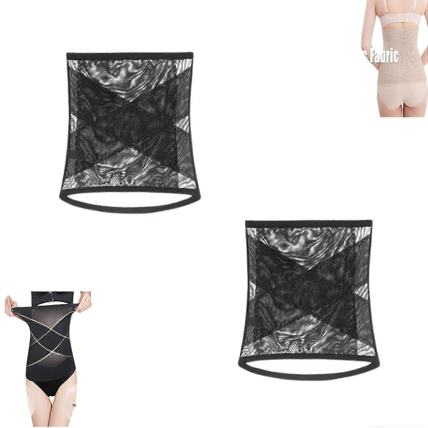 Cross Mesh Girdle for Waist Shaping, High Waist Tummy Control Body Shaper Corset in Black, Size M, Breathable Material