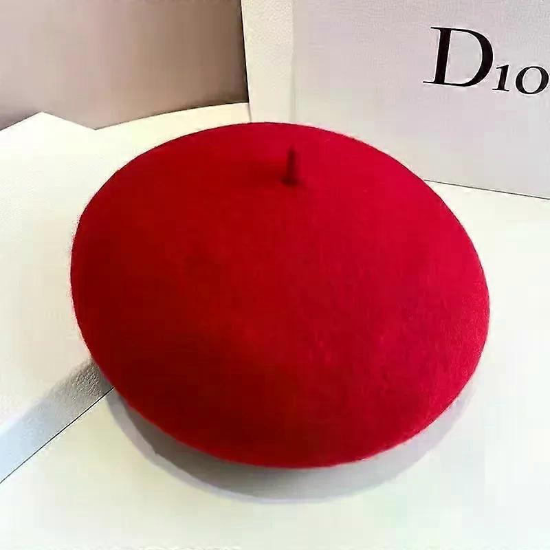 Autumn and Winter Simple Temperament Beret Women's Outdoor Leisure Solid Color Warm British Painter Hat Boina Casquette