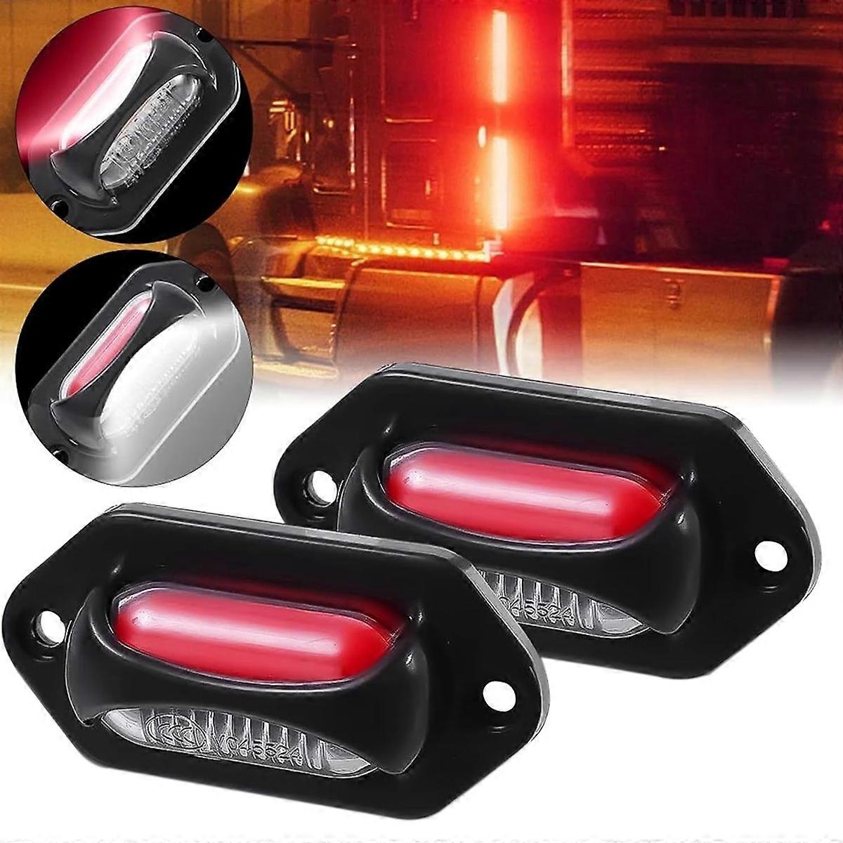 2pcs Car / Truck 12-24V 8LEDs Dual Color Side Marker Indicator Lights Bulb Lamp