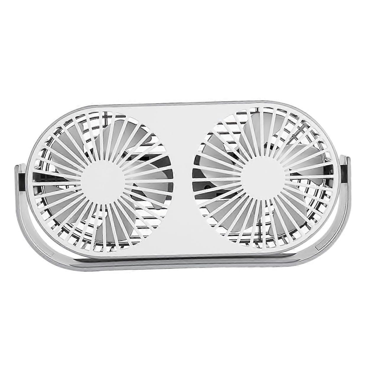 Dual Head Fan Night Light Desk Fan - USB Rechargeable, Portable LED Light for Home Office Use, Adjustable Brightness