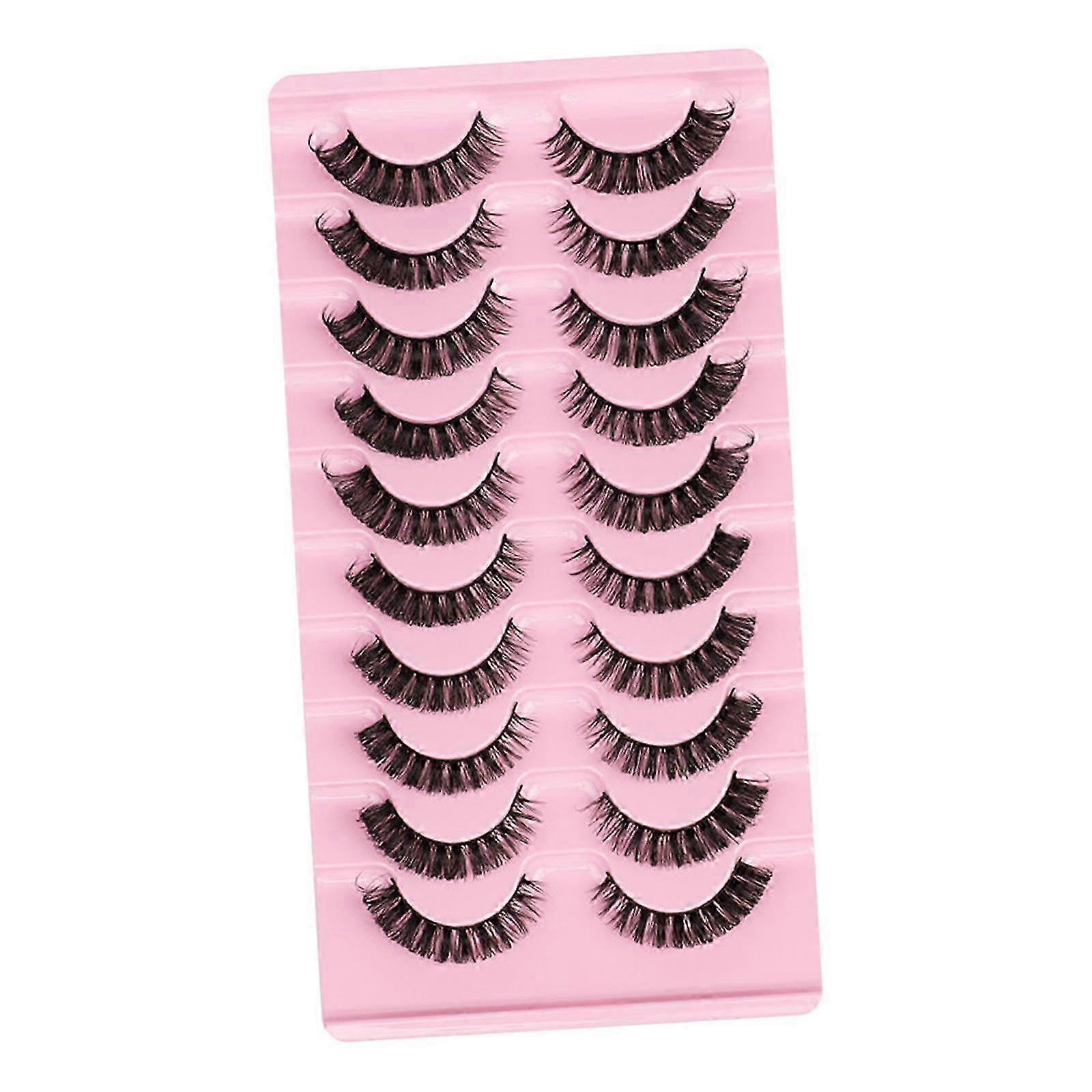 10 Pairs Natural Doll Look False Eyelashes Easy to Apply Reusable Volume Lashes Strip Set
