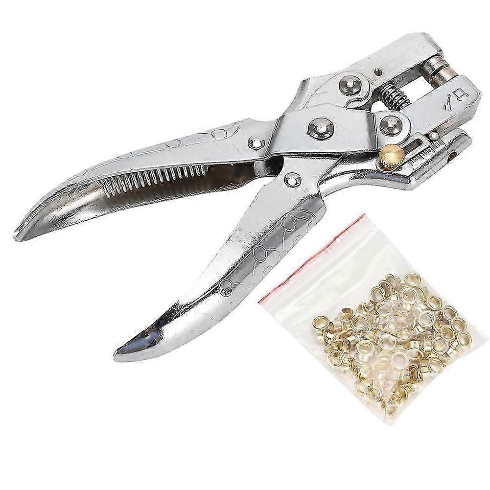 Multi Function Punch Pliers Silver 60# Steel Electroplated Eyelet Hole Punching Tool
