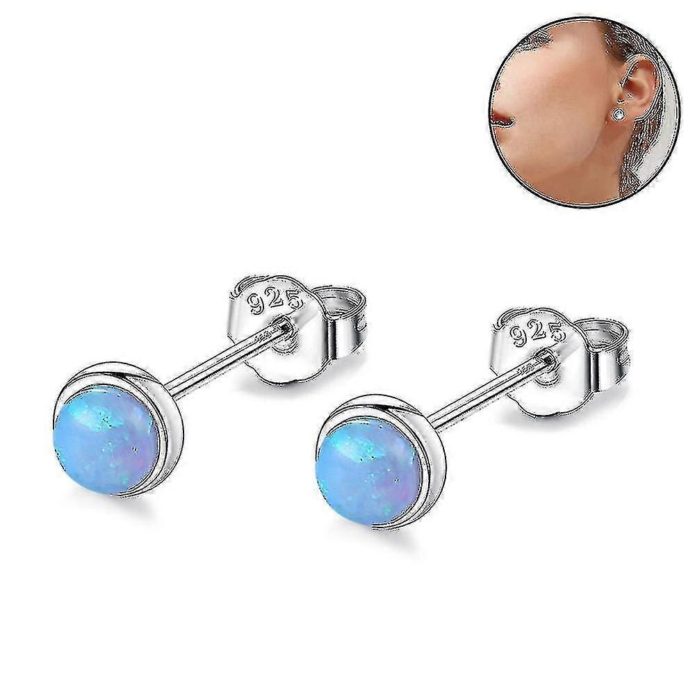 S925 Sterling Silver Opal Cat Stud Earrings Hypoallergenic Earrings