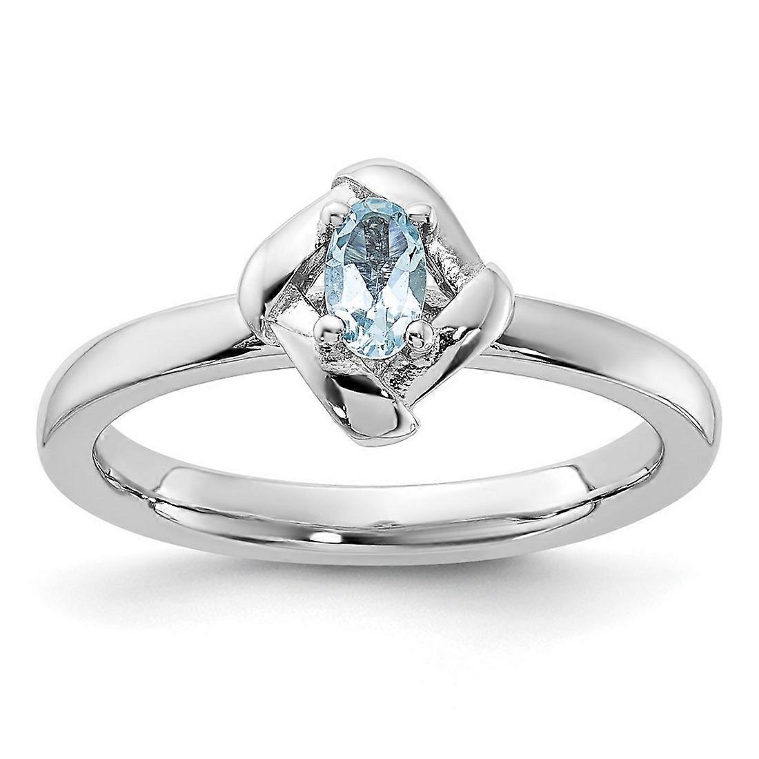 925 Sterling Silver Stackable Aquamarine Ring-Stackable-Ring for Women - Ring Size: 5 to 10