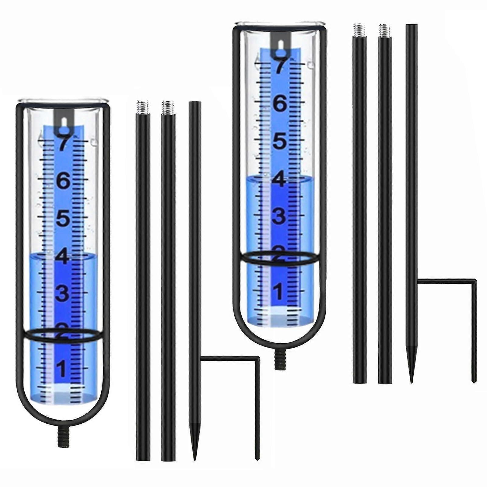 38.8'' Freeze Proof Rain Gauge Outdoor 2 Pack with Stake, Large Clear Numbers for Lawn, Garden, Patio, Yard Measurements