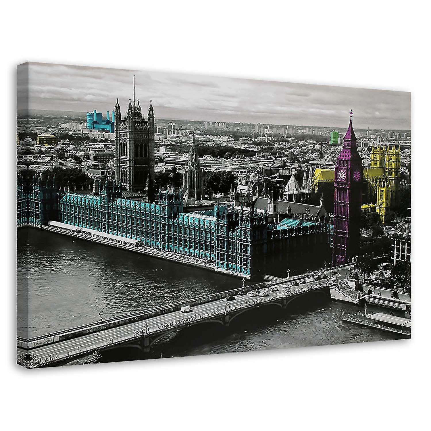 Lienzo, Londres - Big Ben y edificio del Parlamento - 120x80