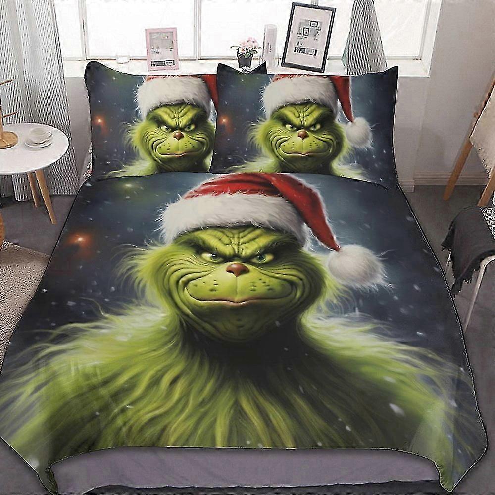 Bedding set BM102 Grinch 3-Piece Bedding Set Duvet Cover Set Soft Warm And Comfortable Soft Bed Set with ZW102