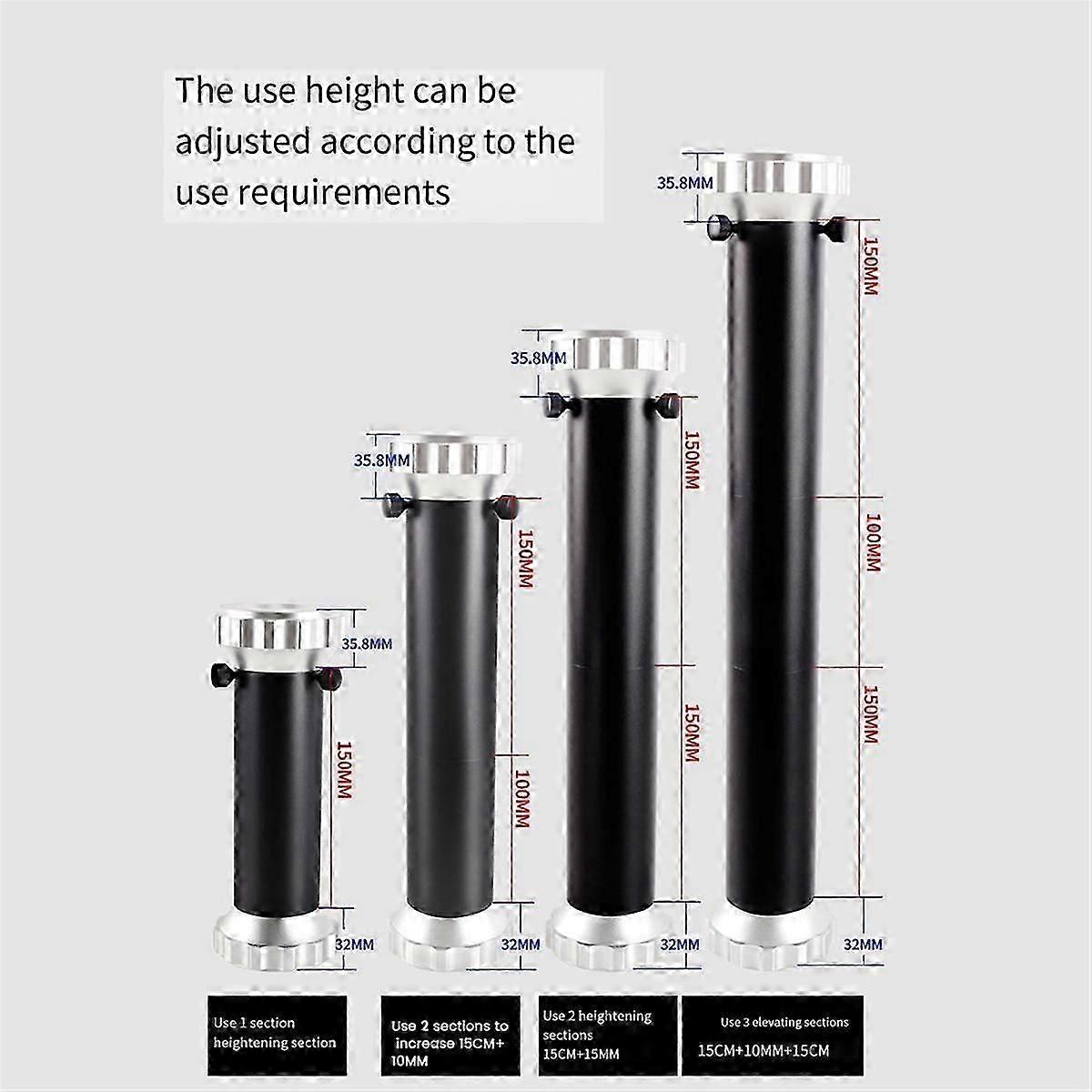 Three Section Extension Tube for Increase Height Between Equatorial Mount and Tripod Telescope Acce