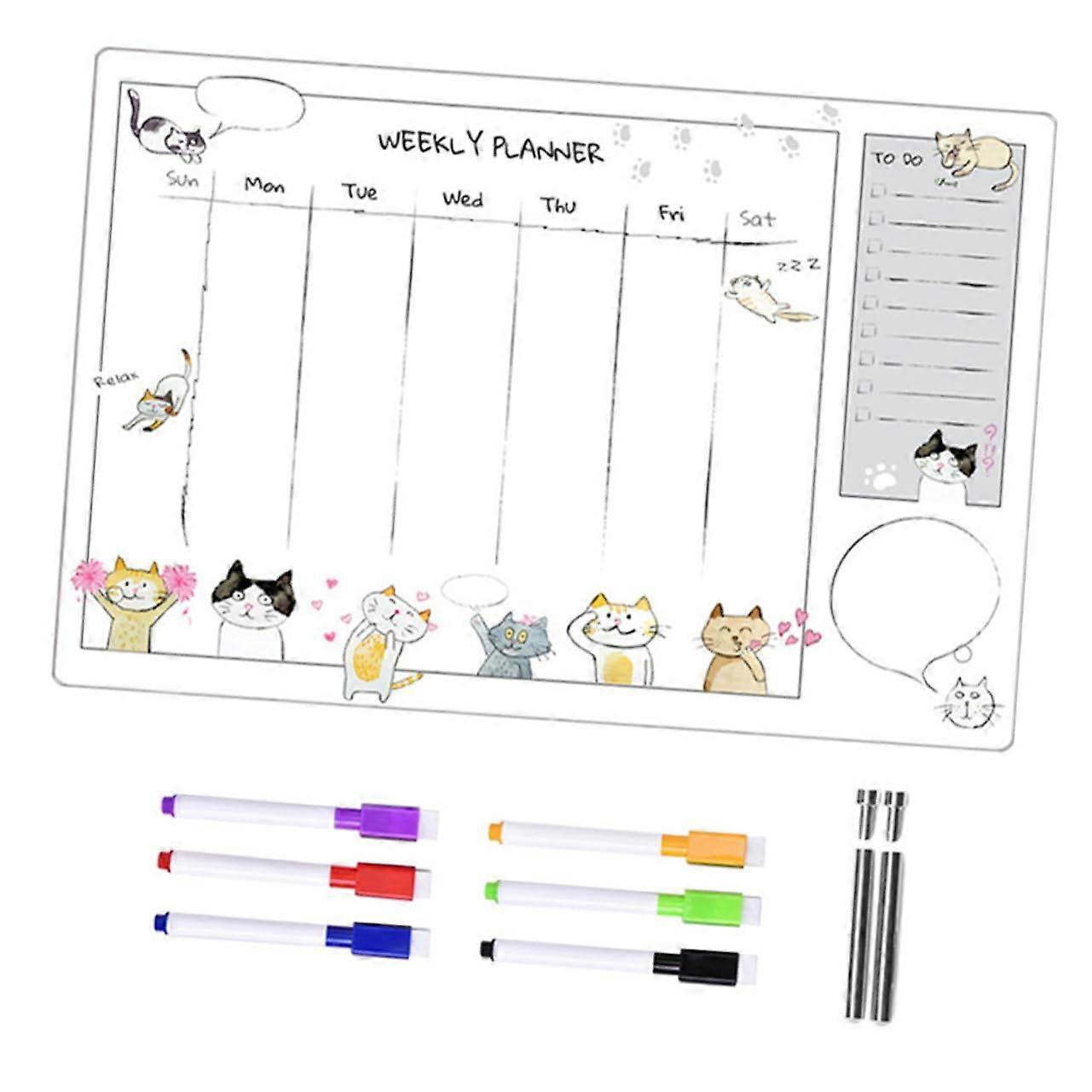 Acrylic Memo Board Set Cartoon Style Erasable Note Board for Students Home Office