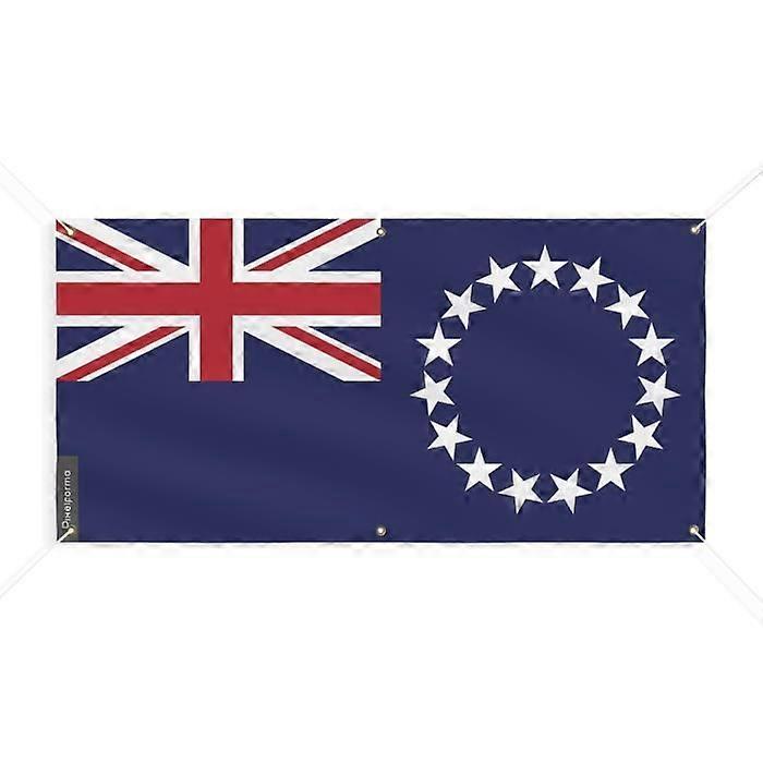 Flag Banner - PIXELFORMA - Cook Islands - 6 Grommets - 160x320cm - Durable Polyester