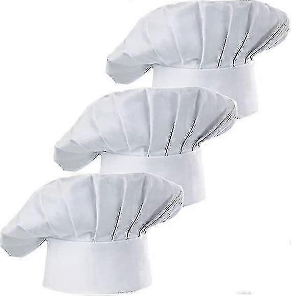 3-Pack Adjustable Elastic Chef Hats for Adults - Kitchen Cooking Baker Caps