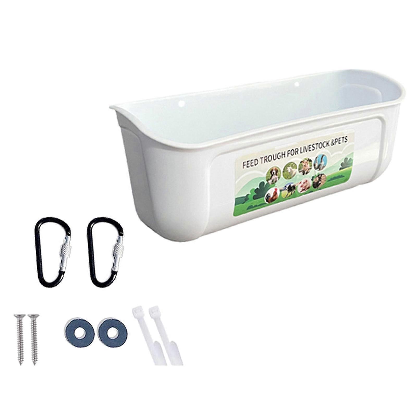Chicken Feeder Trough for Feeding Chickens Hanging Duck Feed Bucket Hanging Fence Feeders Less Wastage White