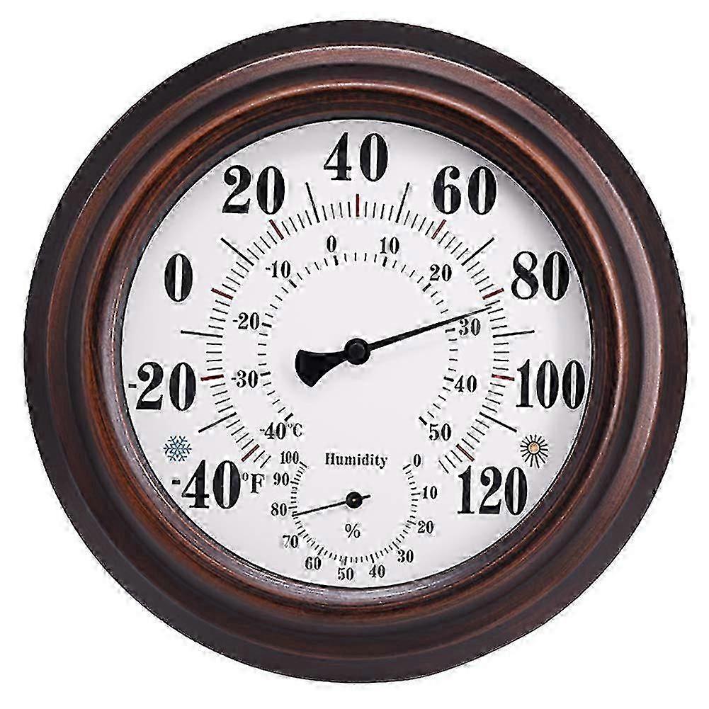Indoor Outdoor Thermometer Wireless - No Battery Required Hanging Thermometer Round 8" In Diameter - Ya01