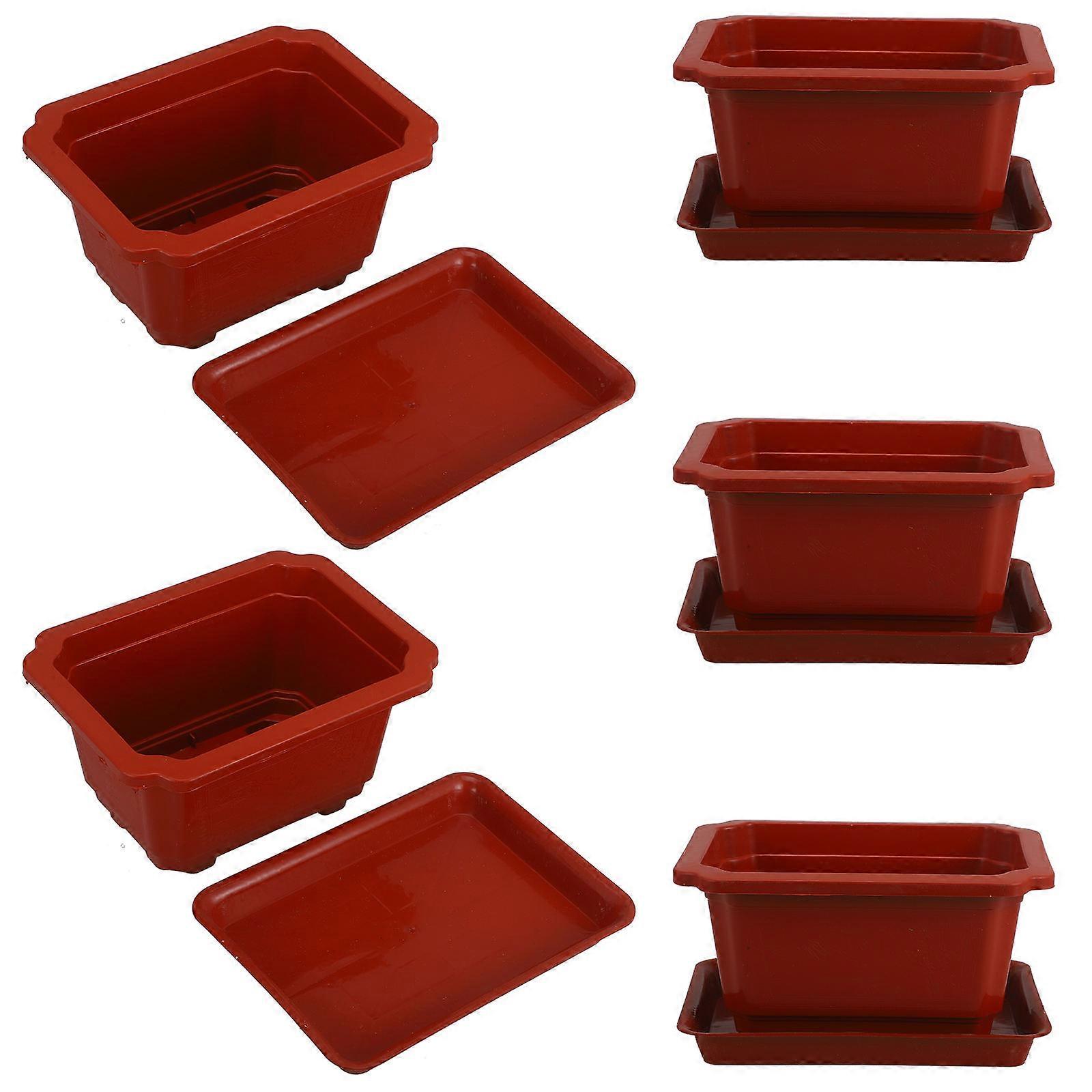 5 Sets Plant Pots with Tray – Lightweight Flower Planters for Windowsill, Balcony & Garden – Space Saving