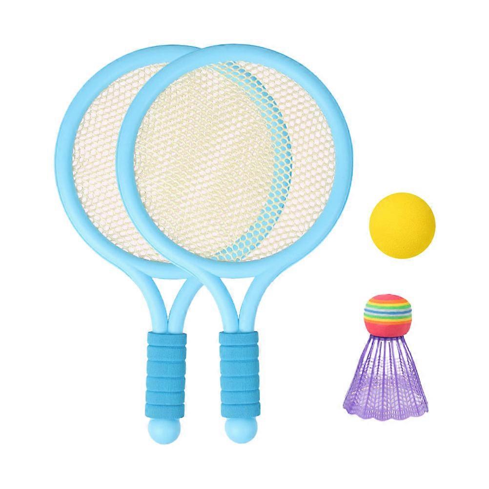 Blue Badminton Racket Set for Kids Playing Made of Durable Plastic Safe and Portable