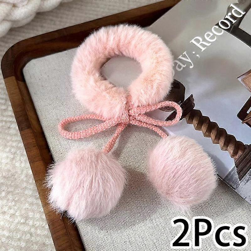 Soft Plush Ball Fluffy Ponytail Hair Rope Hair Ornament Bow Knot Elastic Cute Pretty