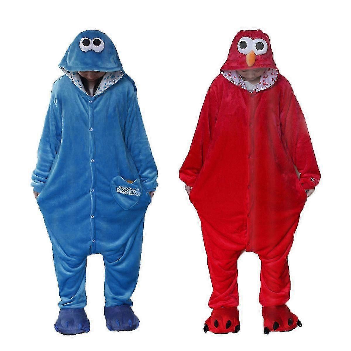 Susam Sokağı Kurabiye Canavarı Elmo Kostüm Mavi ve Kırmızı Pijama