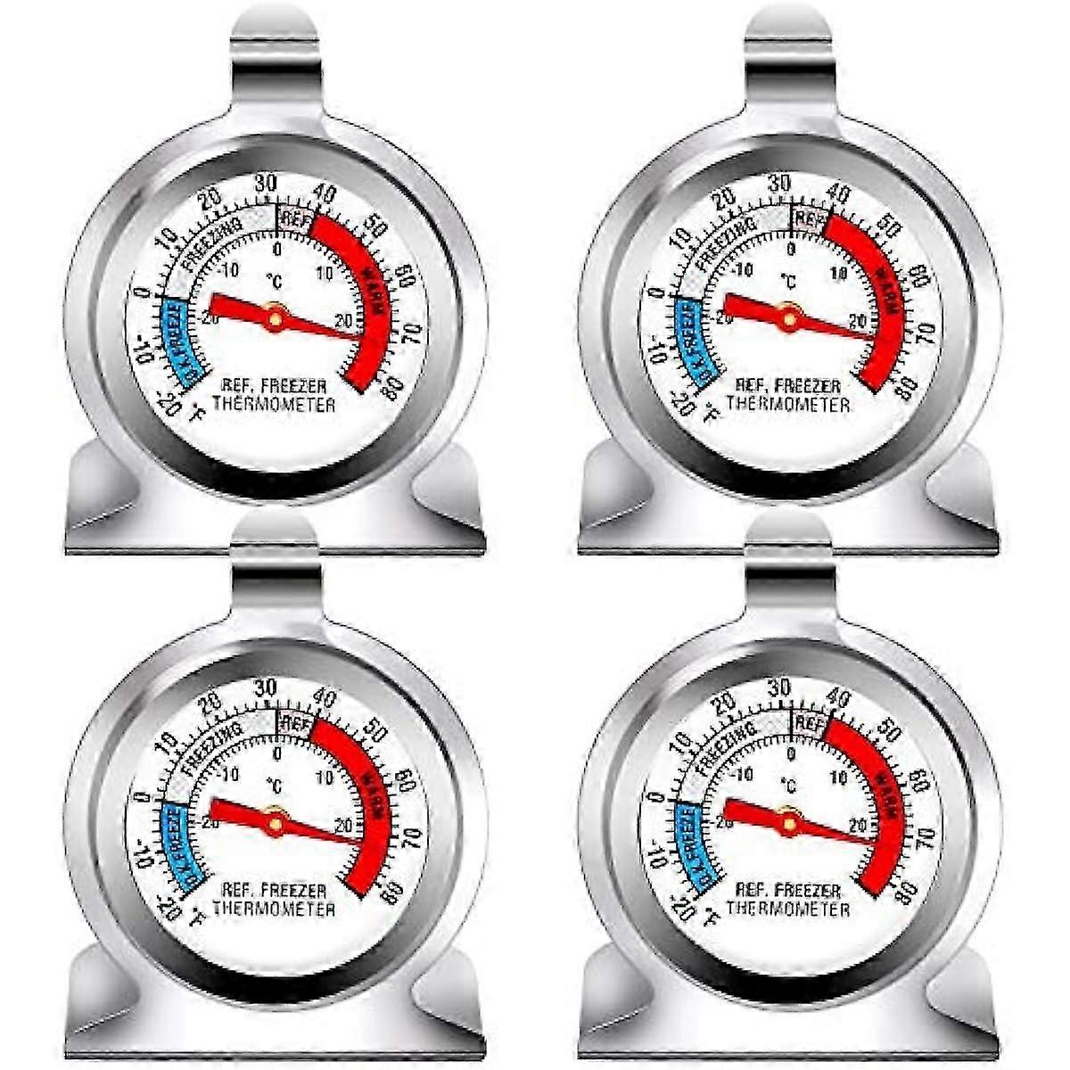 Ruisita 4-Pack Fridge Thermometer, Large Dial Refrigerator Thermometer with Hook