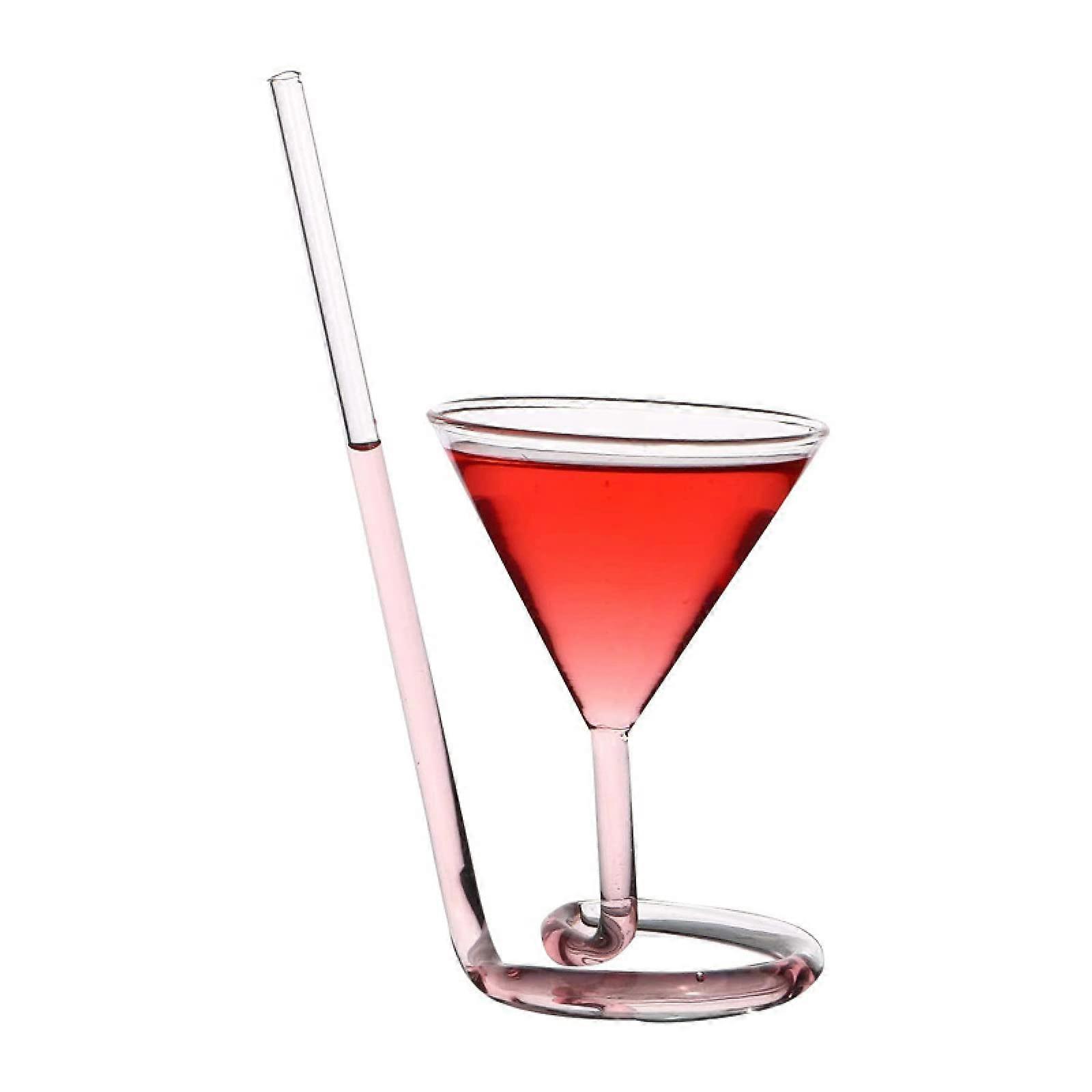 Transparent Spiral Cocktail Glasses with Straw