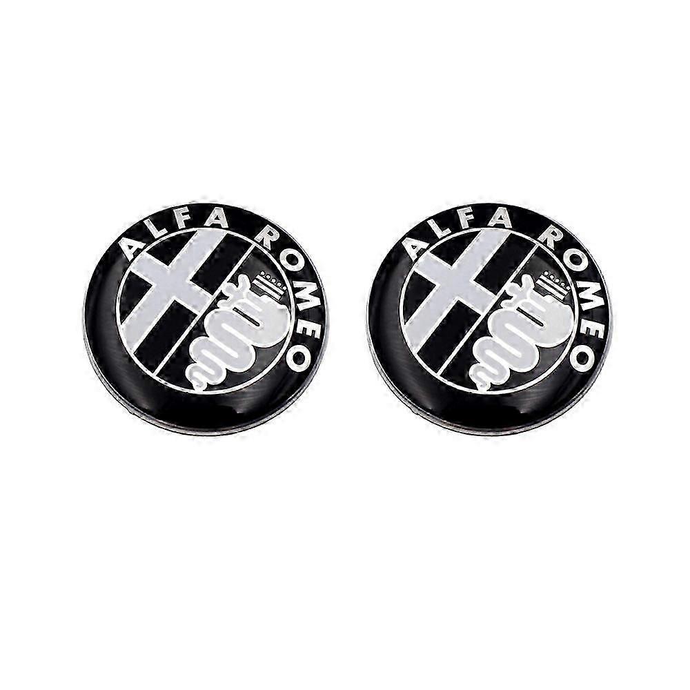 2 قطعة ألفا روميو شعار أسود 74 ملم غطاء أمامي الشعار الخلفي أسود 147 156 159 بريرا ميتو معدن