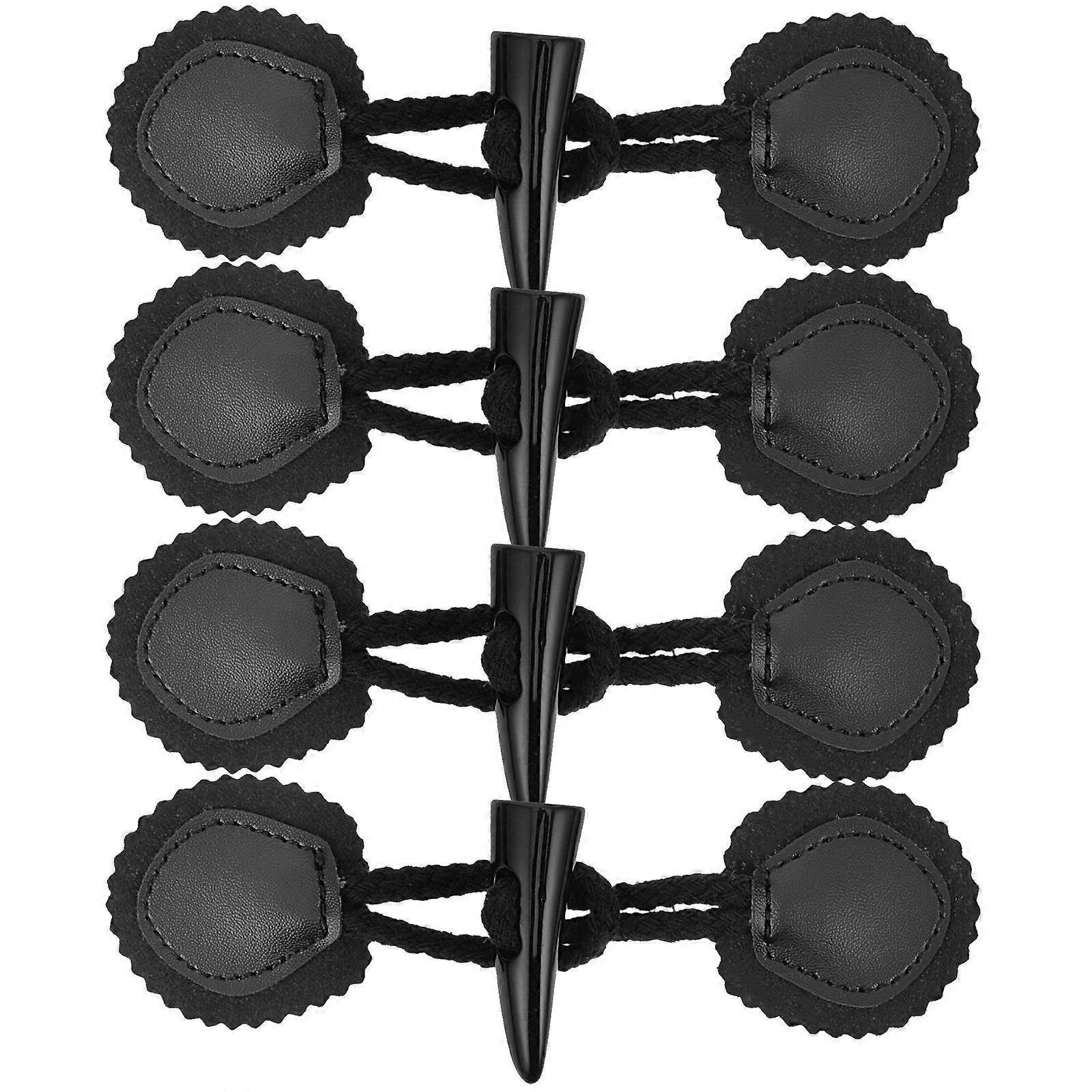 4 Pairs Decorative Coat Buttons Replacement Toggle Closures High Grade PU for Overcoats Windbreakers Garments