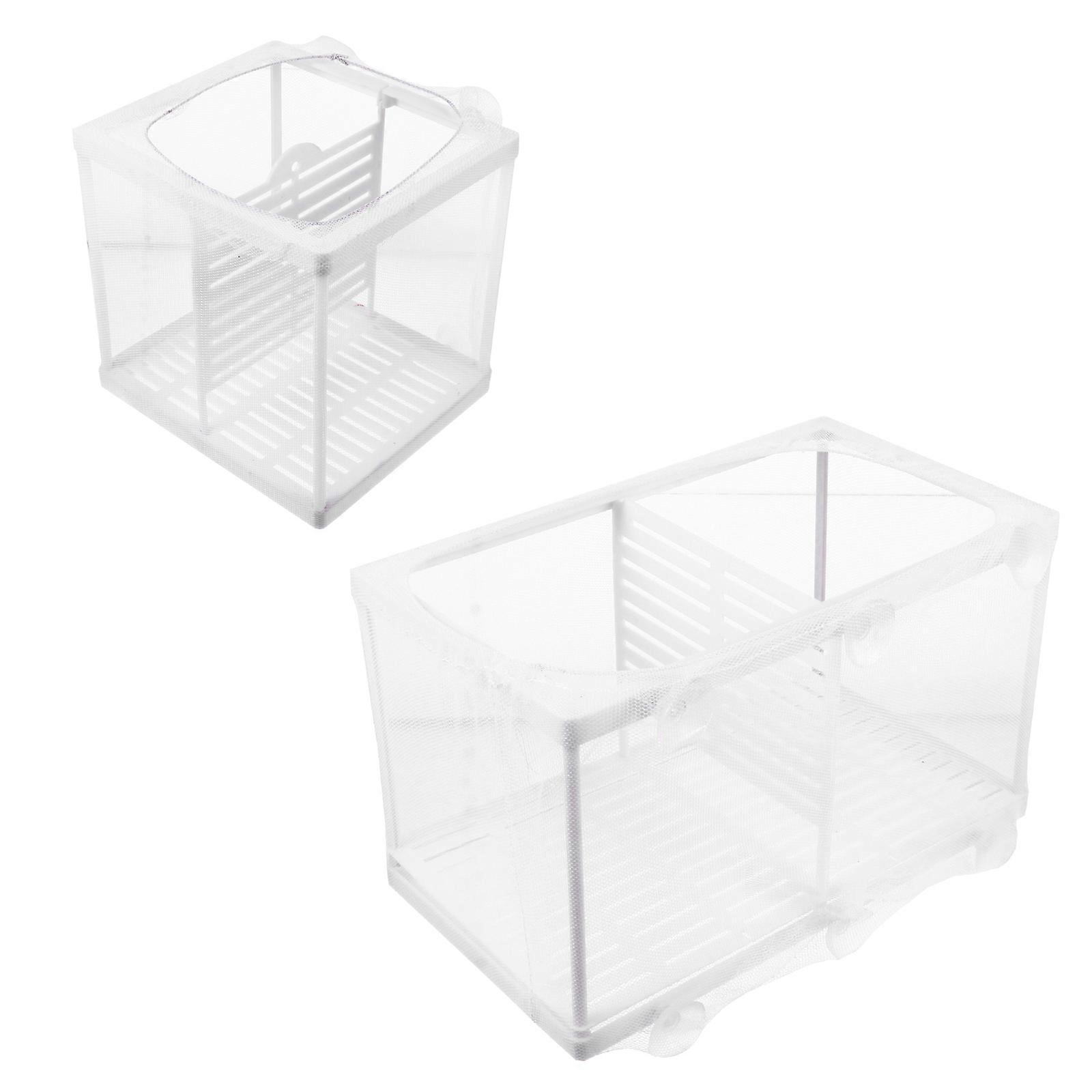Fish Tank Breeding Net Small Aquarium Isolation Box Separate Aggressive and Weak Fish White 26X15CM Clear Look Design 2Pcs