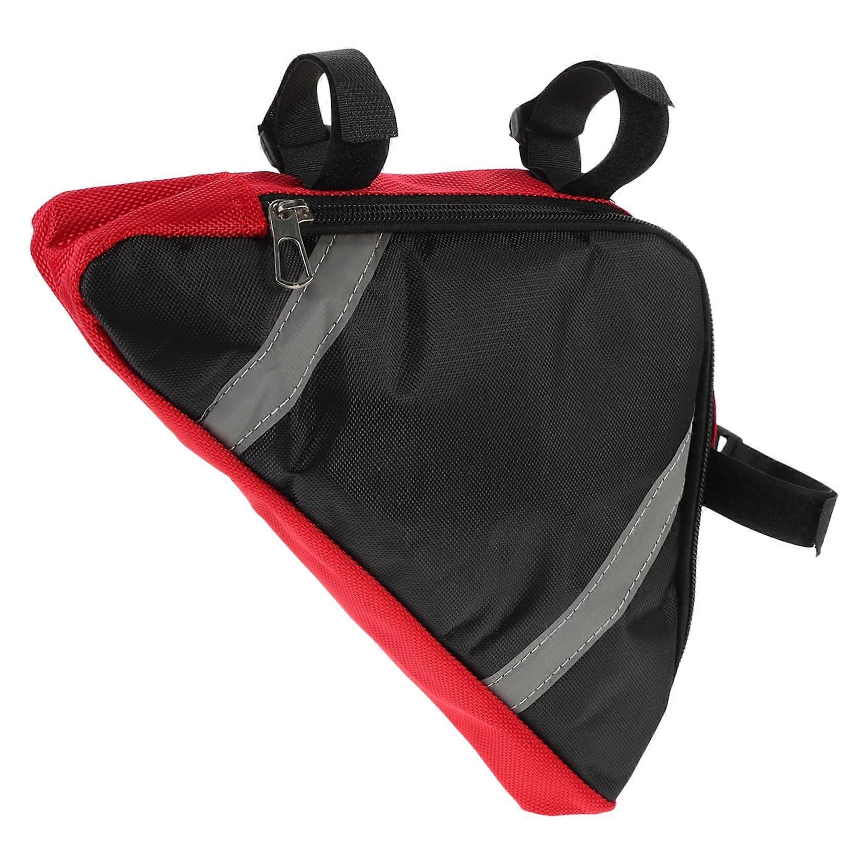 Bicycle Top Tube Bag Waterproof, Multifunctional Frame Storage Bag for Cycling, Red Color, Fits Most Bikes