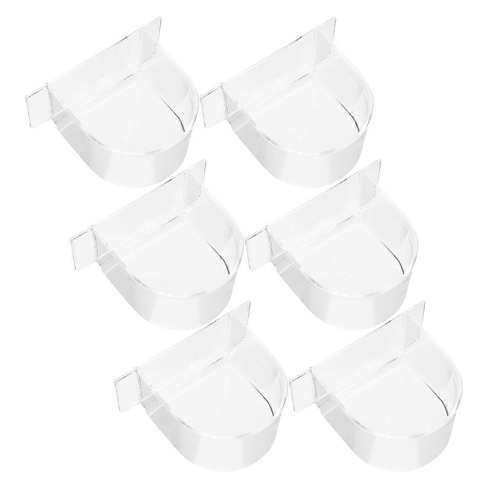 Bird Food Bowls Parrot Feeding Holder Prevent Spillage Easy Installation Transparent 10.30X8.20X5.00CM 6Pcs