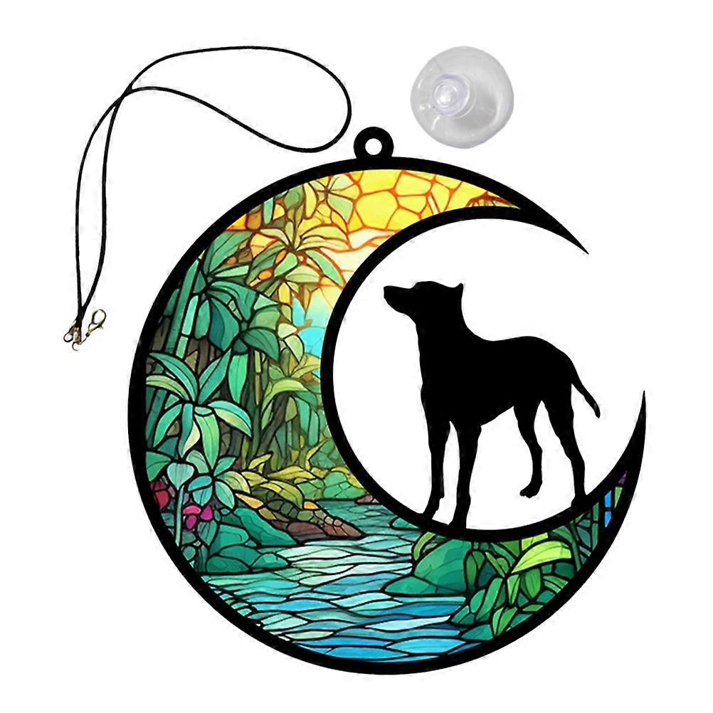 Dog Moon Hanging Pendant Acrylic Pet Remembrance Ornament for Home Decor, Window Display, Indoor Outdoor Use for Dog Lovers