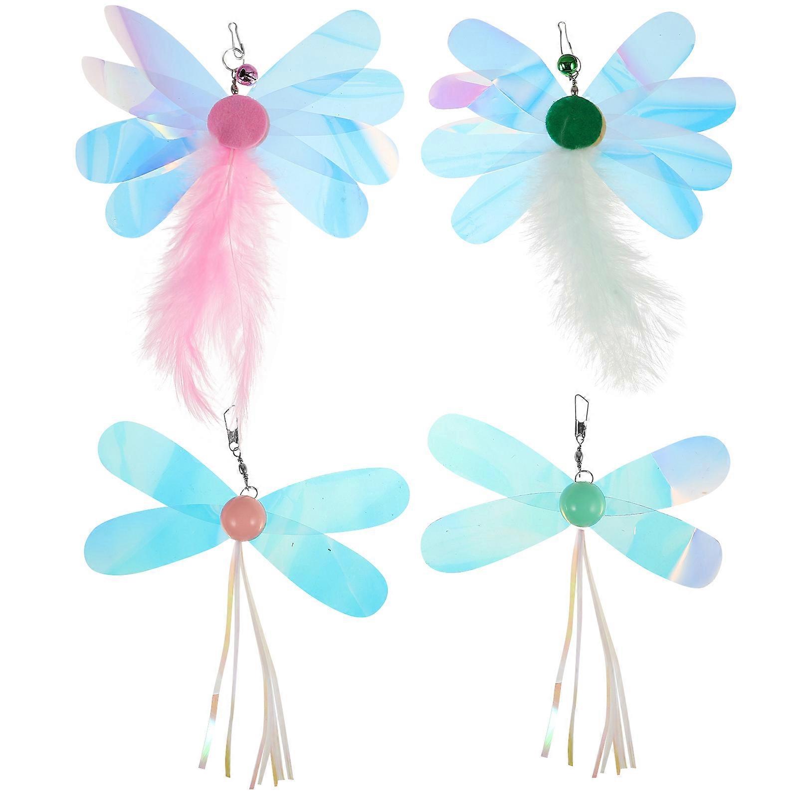 4pcs Sequin Butterfly Cat Teaser Refills Durable Pounce Lure Playthings for Indoor Cats to Promote Endless Fun