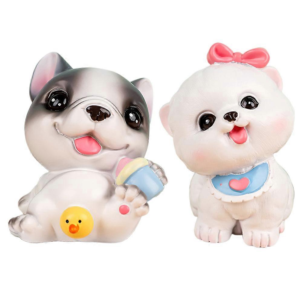 Realistic Puppy Dog Figurines Garden Ornament Dog Shape Classic Design 6.3X6.2X6.1CM present 2Pcs