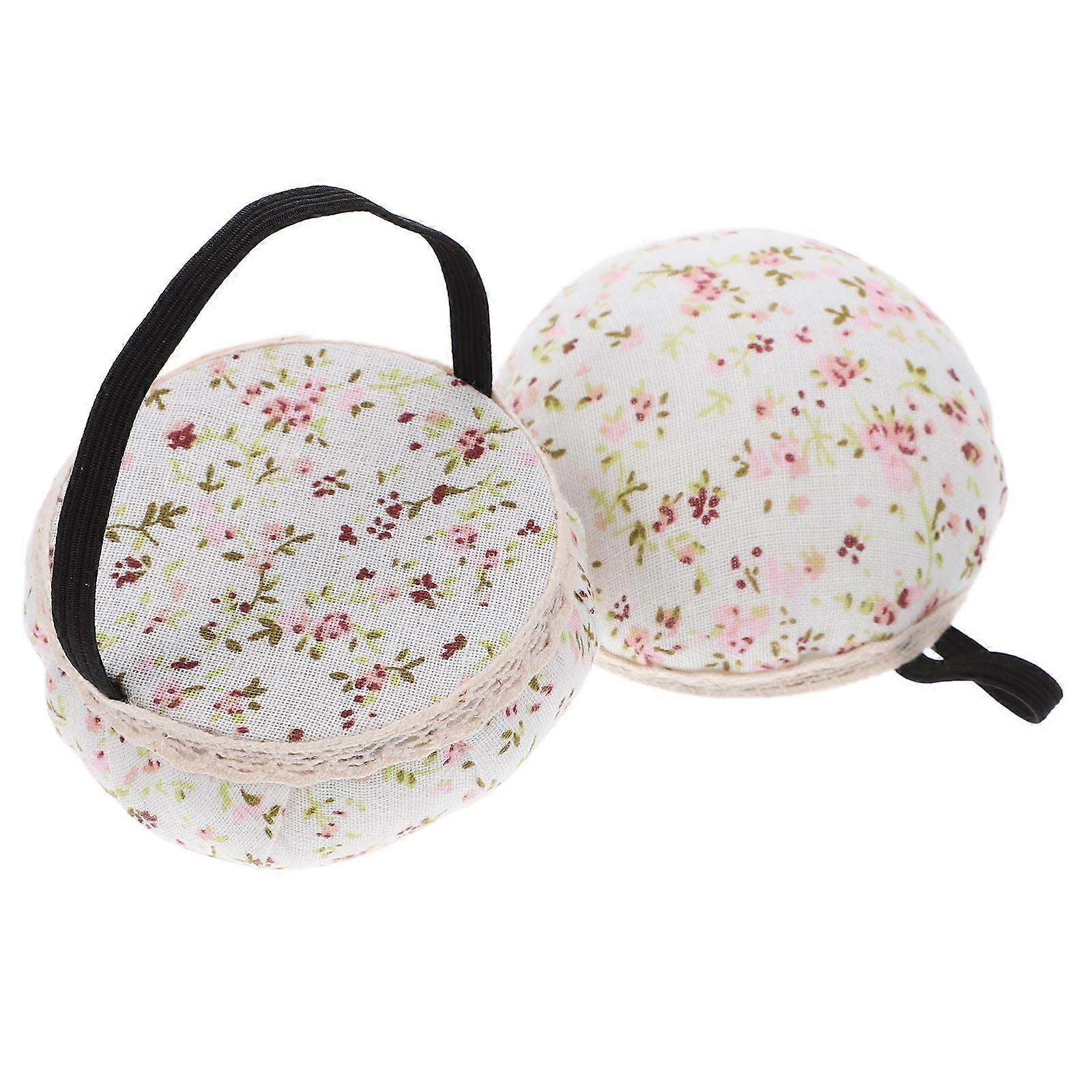 White Floral Wrist Pin Cushion   Portable Sewing Tool with Elastic Band, Chic Design for DIY Needlework, Quilting, and Embroidery Projects