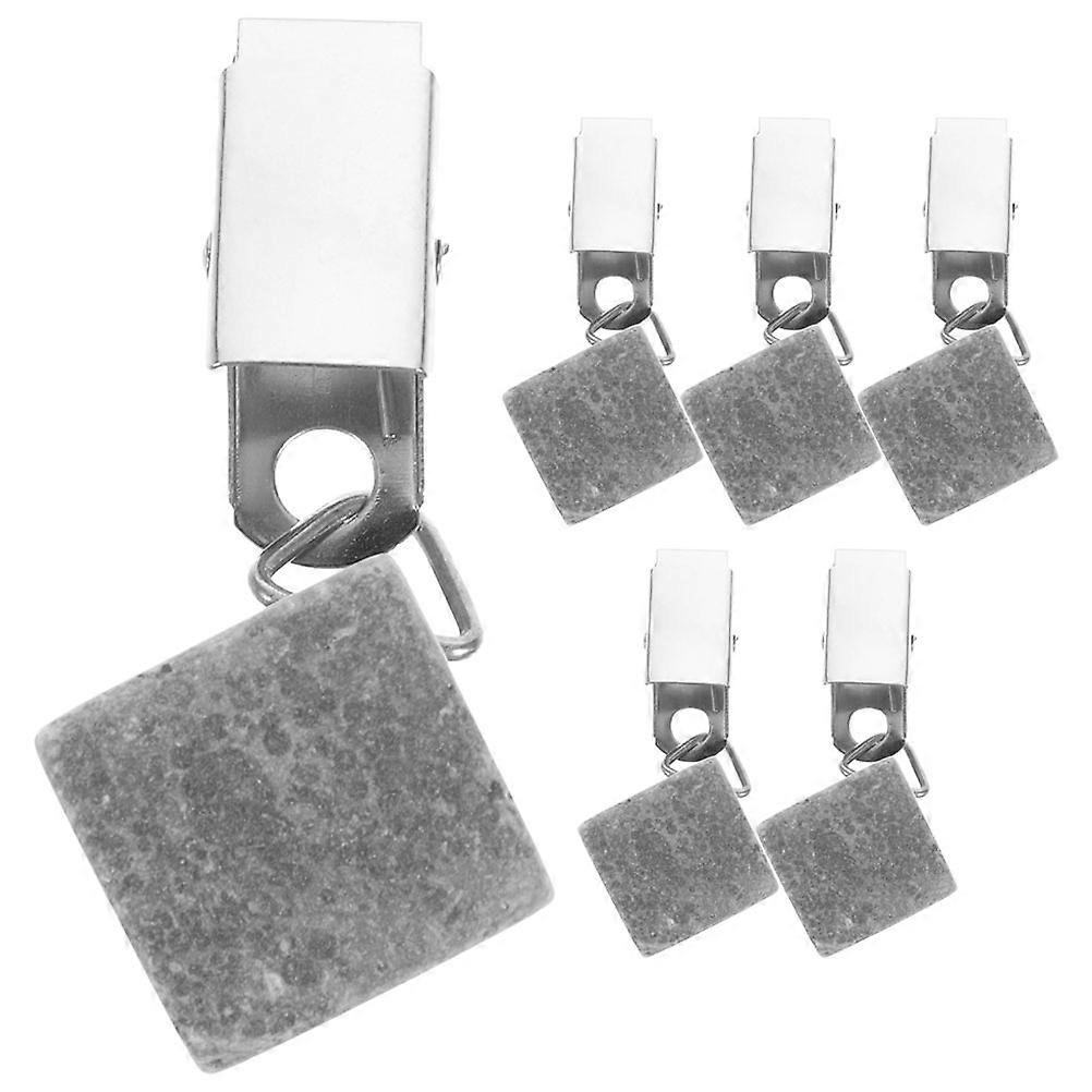 Tablecloth Weights Hangers With Metal Clip Picnics 6Pcs Grey Stone Table Weights Fixation
