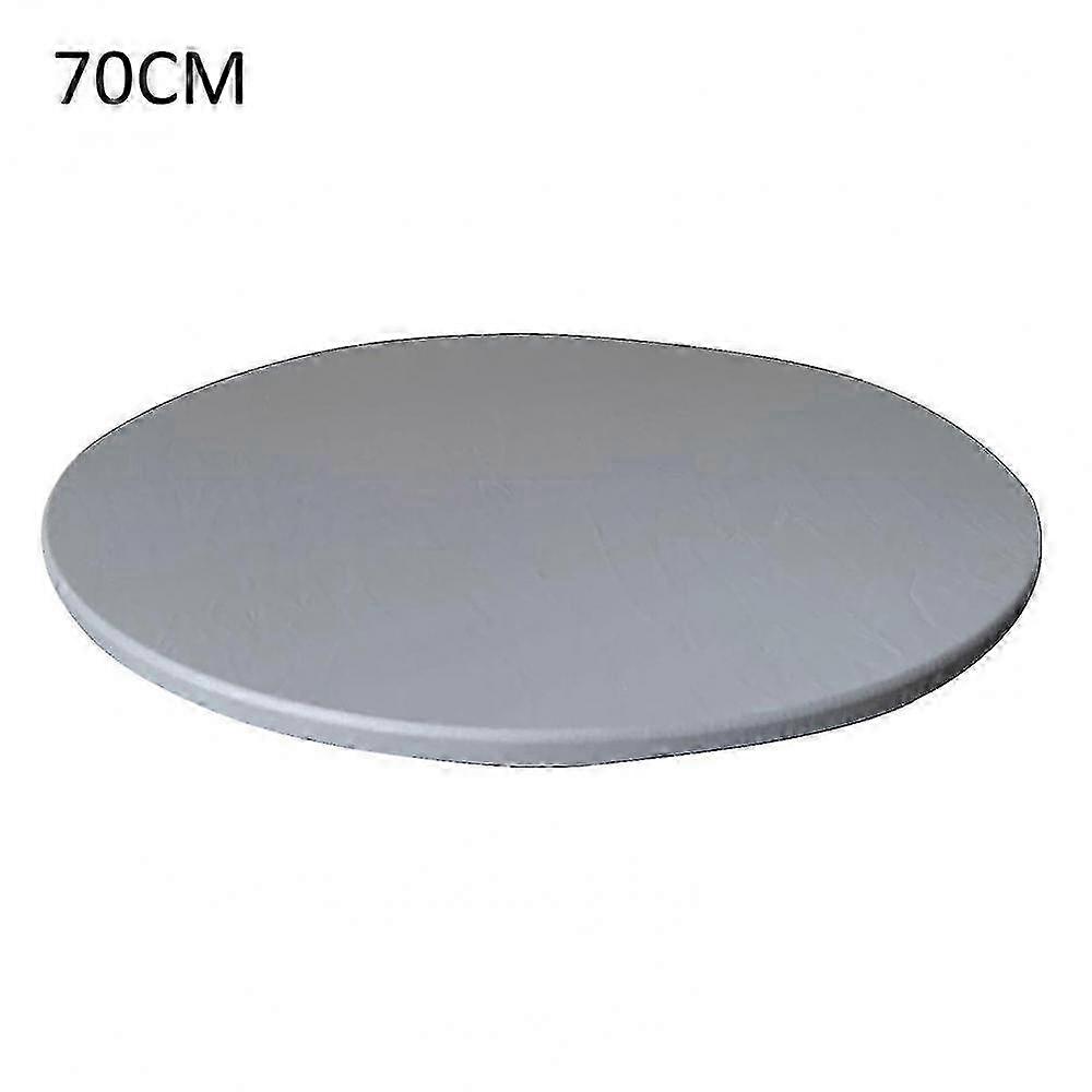 Waterproof Elastic Edge Round Tablecloth 70cm Grey Wipeable Kitchen Protector