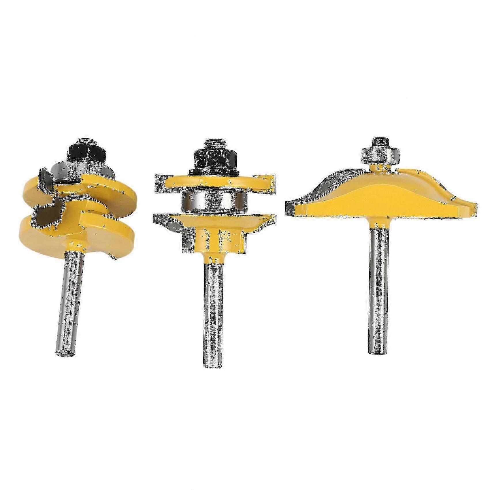 3pc1/4 Shank Raised Panel Cabinet Door Router Bit Set -3 Bit Ogee