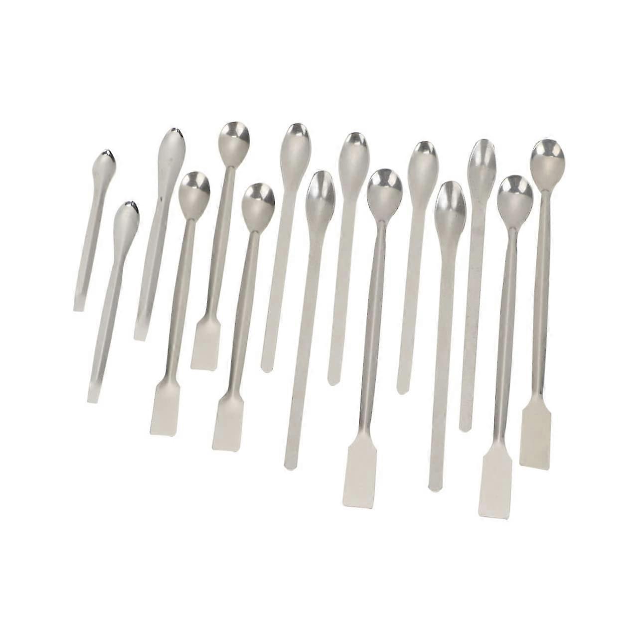 15 Stainless Steel Micro Measuring Sampling Spoons Set - 15 Pack Slotted Lab Spoons for Reagents and Spatula Use