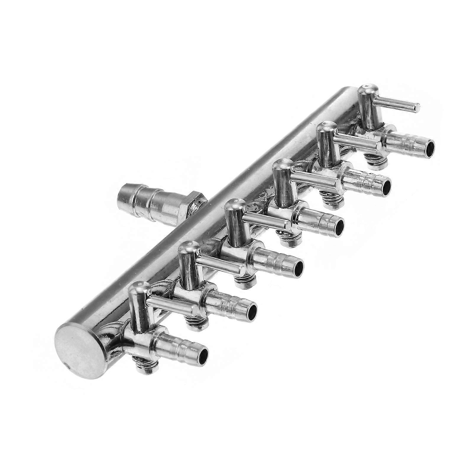 Fish Aquarium Accessories Air Hose Splitter Flow Lever Control Manifold Tap Silver 1Pcs