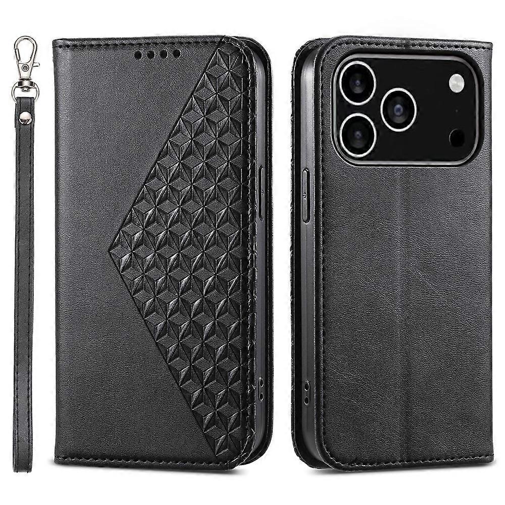 תואם לאייפון 17 פרו מקרה עגל מרקם עור PU ארנק כיסוי טלפון עם רצועת יד