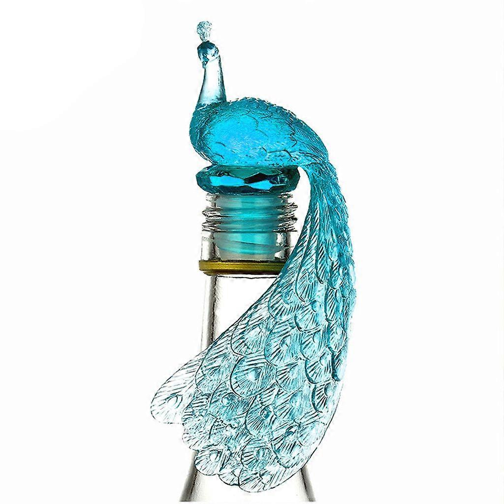 Peacock Wine Bottle Stopper, Blue