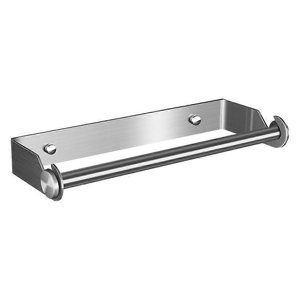 No-drill Wall-mounted Paper Roll Holder, Organizer - Silver
