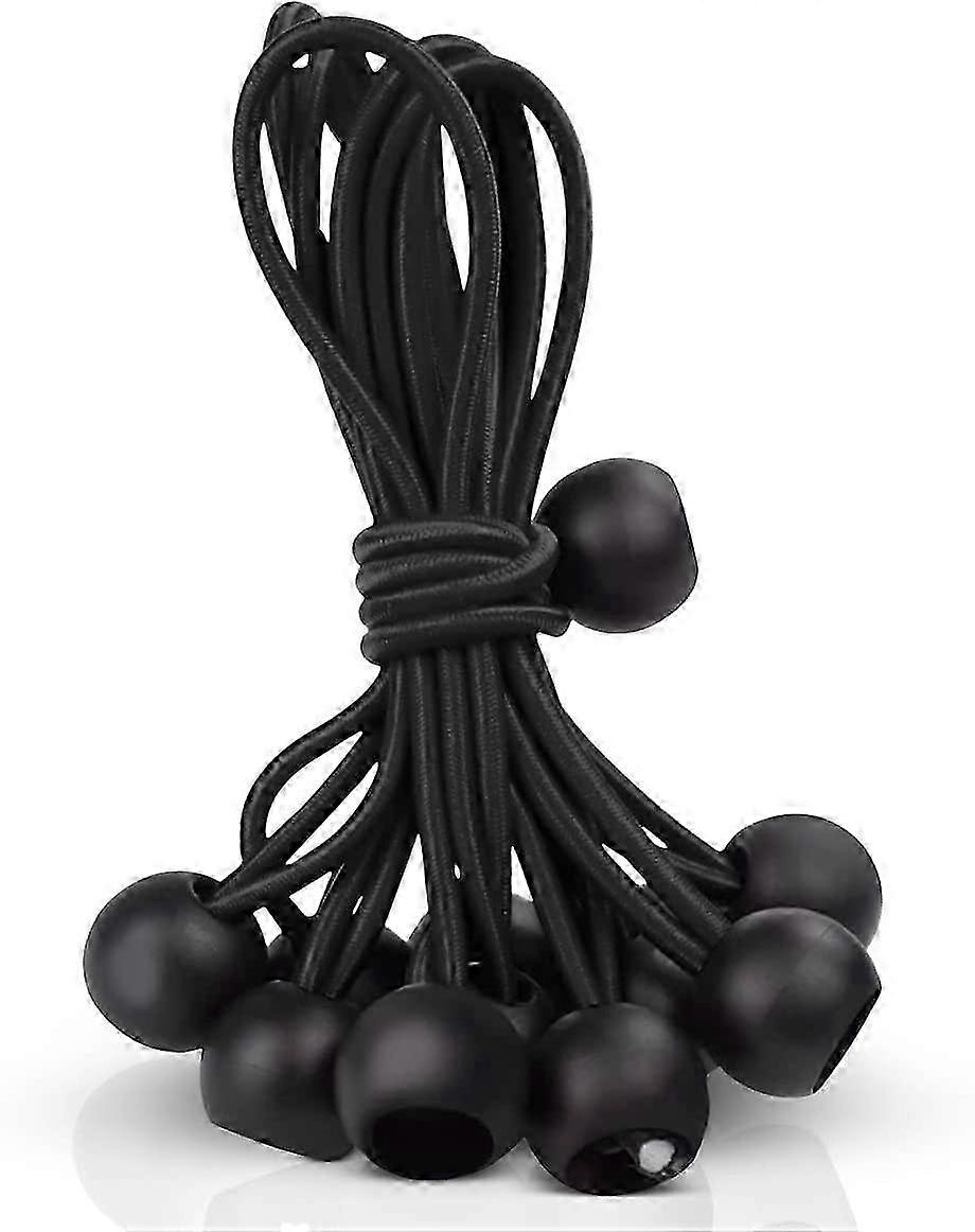 Elastic Bungee Ties with Balls, Pack of 10, 20cm Long, Fully Stretched to 40cm - Small Bungee Cords for Canopies and Flag Awnings