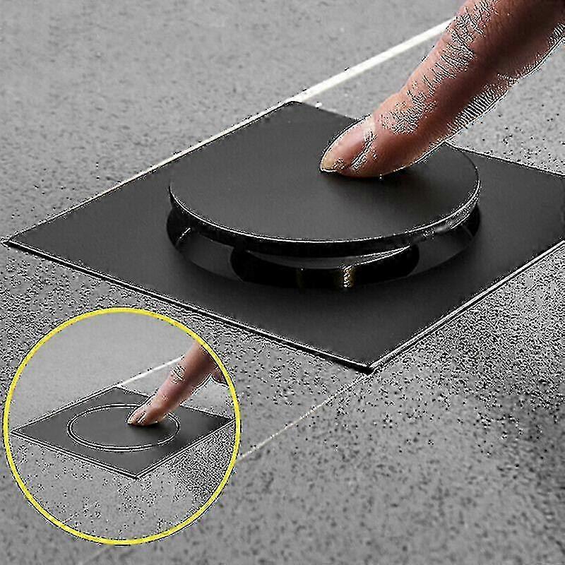 Anti-lugt forkromet messing bad gulvafløb velegnet til forskellige mærker, deodoriserende design, 1 stk - sort