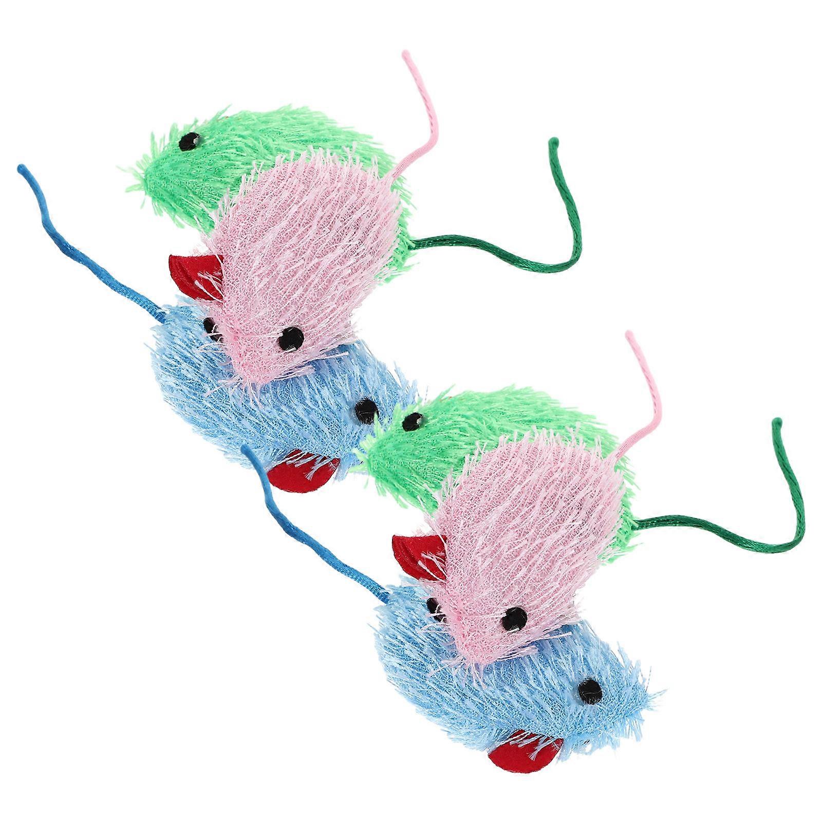 Cat Toys For Cats Plush Mouse Toy Interactive Cat Toy Mouse Shape Assorted Color 15.00X3.50X3.00CM Indoor Play 6Pcs
