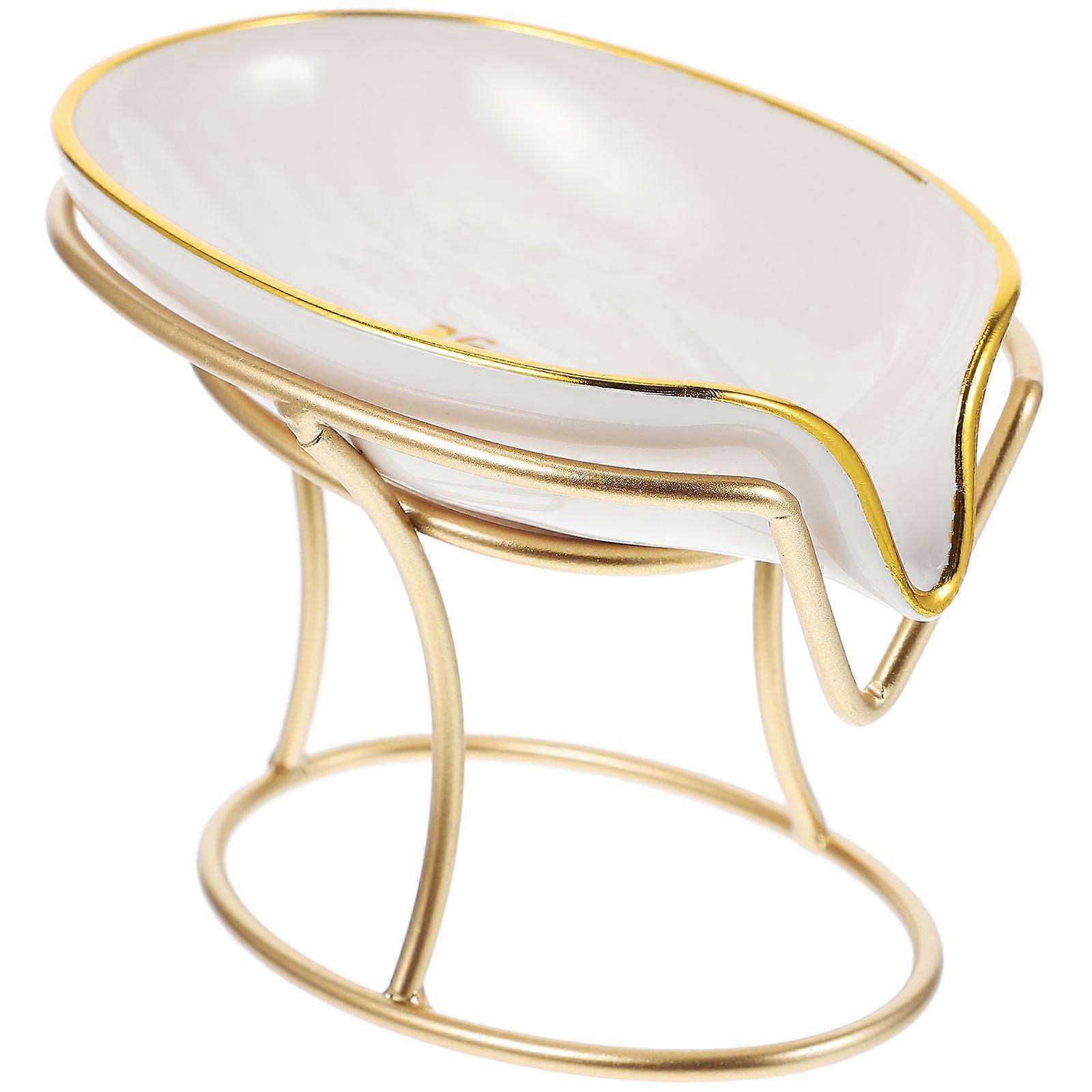 Bath Soap Holder Self-Draining Bathroom Countertop Tray White with Tilted Design 1Set