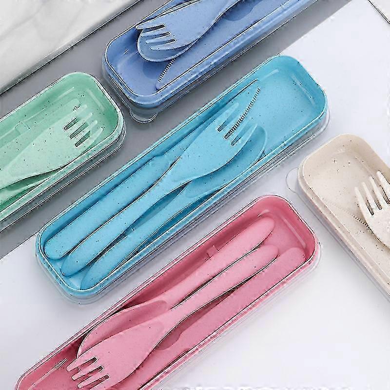 Portable Camping Cutlery Set with Case, Reusable Travel Utensils Including Plastic Spoon and Fork for Convenient Dining
