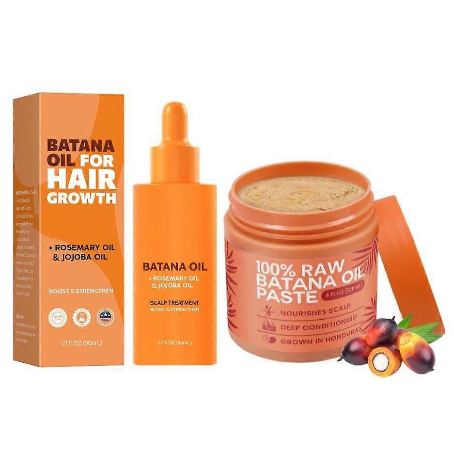 生バタナオイル育毛セット、バタナ育毛オイル+バタナオイルヘアマスクコンディショナー、厚くて強いハイのためのホンジュラスからの100%純粋なバタナ