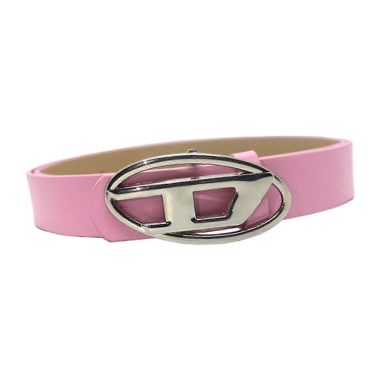 Trendy Adjustable PU Leather Belt with Decorative Letter D Metal Snap Buckle in Matte Black Finish