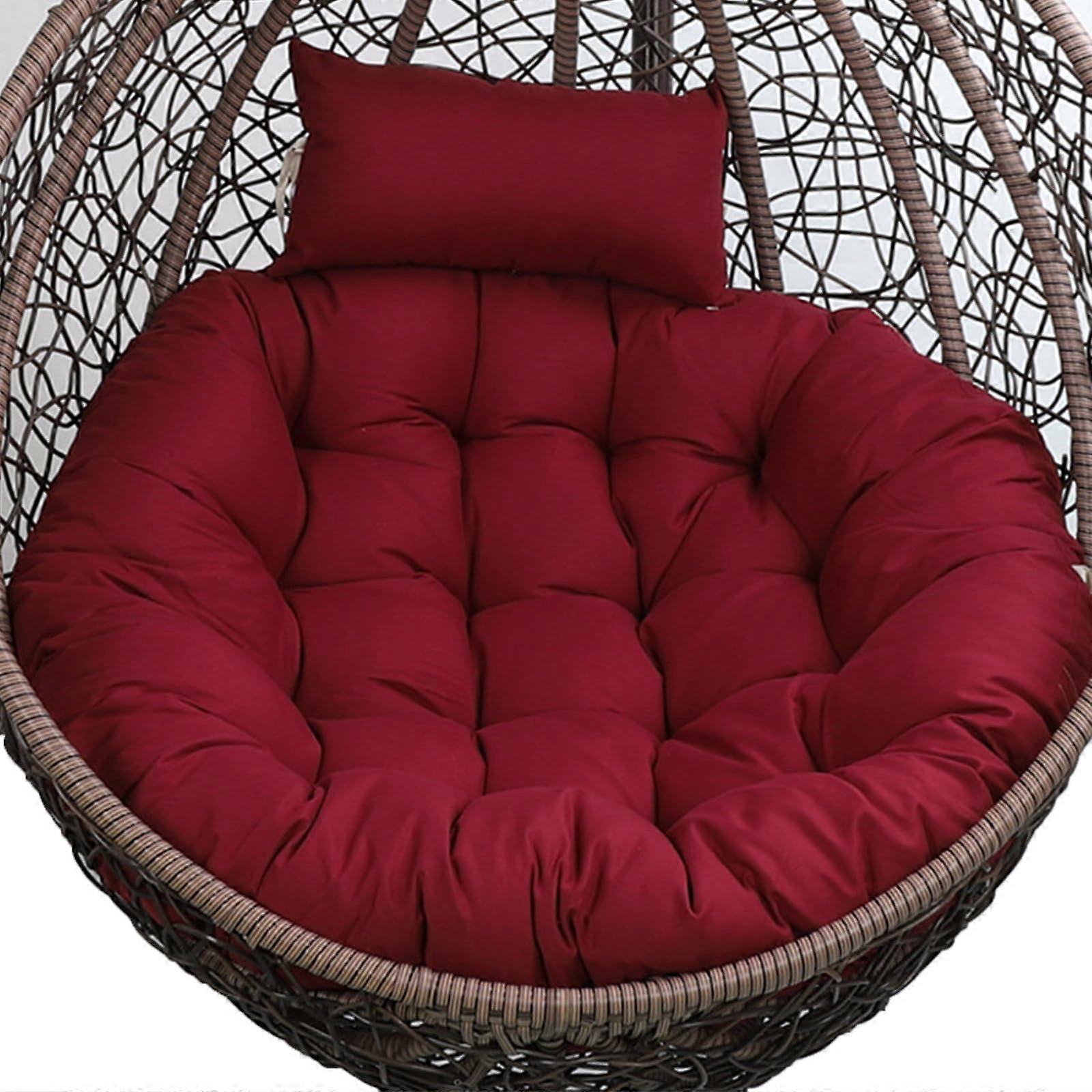Egg chair cushion with headrest, removable, washable, for indoor and outdoor use, red